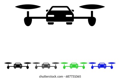 Air Car flat vector icon. Colored air car gray, black, blue, green pictogram variants. Flat icon style for application design.