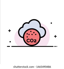 Air, Carbone Dioxide, Co2, Pollution  Business Flat Line Filled Icon Vector Banner Template. Vector Icon Template background