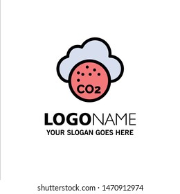 Air, Carbone Dioxide, Co2, Pollution Business Logo Template. Flat Color. Vector Icon Template background