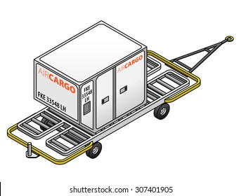 An air cargo container for loading into airplane cargo holds on a trolley.