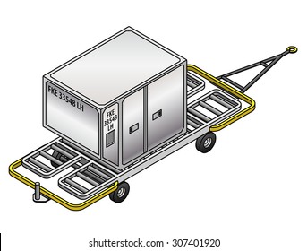 An air cargo container for loading into airplane cargo holds on a trolley.