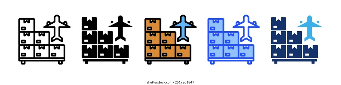 Air Cargo Icon Collection With Multiple Styles