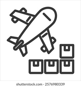 Air Cargo Outline Icon Vector Illustration