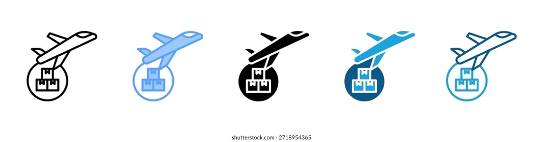 Air Cargo Plane icon set multiple style collection