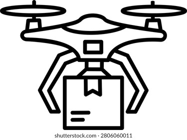 Air cargo quad copter drone lifting shipment box