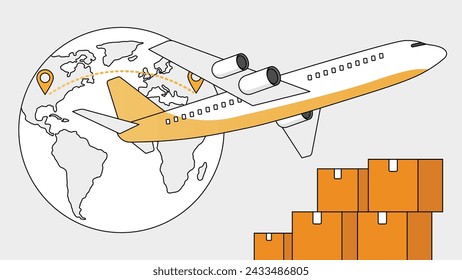 Air Cargo Transport with World Map