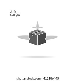 Air cargo transportation and  logistics monochrome concept. Flat stile vector illustration isolated on background. It can be used as pictogram or icon.