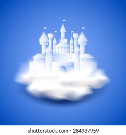 Air castle on blue photo realistic vector background