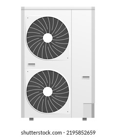 Refrigerador de aire - máquina que elimina el calor de un refrigerante líquido en ciclos de refrigeración. Ilustración aislada de aparatos de ventilación y aire acondicionado