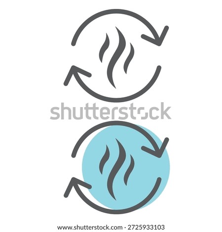 Air circulation balance line icon, sustainable loop steam emission, icon. 