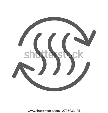Air circulation balance line icon, sustainable loop steam emission, icon. 