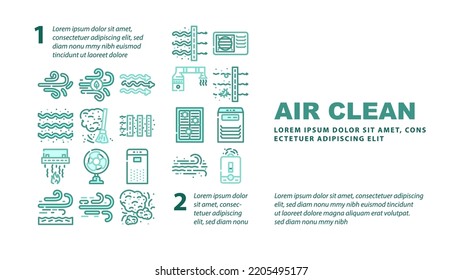 vector de encabezado de página web del filtro de viento de flujo limpio de aire. polvo de acondicionador naturaleza fría, hogar de tecnología, sistema frío, bacteria purificación aire puro flujo de aire filtro de viento ilustración