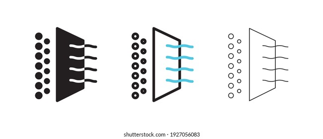 Air Cleaner Filter Icons. Editable Line Shapes. Icon For Air Purification Filtration. Simple Line Air Cleaner Icon For Templates, Web Design, Logo And Infographics.