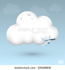 Air cloud plane icon, Cloud 3d sing, Vector illustration