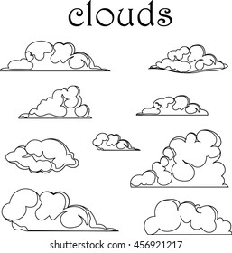 Air clouds on white background, vector illustration. similar