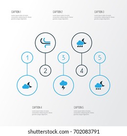 Air Colorful Icons Set. Collection Of Blizzard, Lightning, Wind And Other Elements. Also Includes Symbols Such As Rainfall, Lightning, Blizzard.
