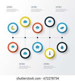 Air Colorful Outline Icons Set. Collection Of Hazy, Overcast Weather, Scale And Other Elements. Also Includes Symbols Such As Rain, Cloud, Storm.