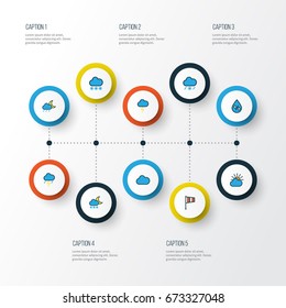 Air Colorful Outline Icons Set. Collection Of Cloudburst, Flag, Freeze And Other Elements. Also Includes Symbols Such As Vane, Snow, Solar.