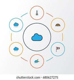 Air Colorful Outline Icons Set. Collection Of Rainbow, Hail, Flag And Other Elements. Also Includes Symbols Such As Degree, Rainbow, Rain.