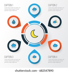 Air Colorful Outline Icons Set. Collection Of Raindrop, Cloudburst, Snowing And Other Elements. Also Includes Symbols Such As Hail, Cloud, Cloudburst.