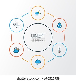 Air Colorful Outline Icons Set. Collection Of Windy, Clouded, Hail And Other Elements. Also Includes Symbols Such As Hail, Percent, Wind.