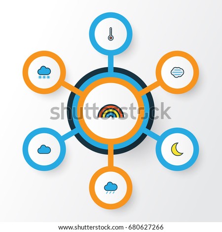 Air Colorful Outline Icons Set. Collection Of Moonbeam, Tempest, Scale And Other Elements. Also Includes Symbols Such As Snow, Crescent, Moon.