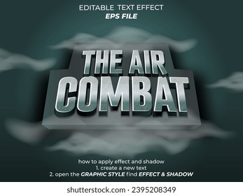 the air combat text effect, font editable, typography, 3d text for medieval fantasy  games. vector template