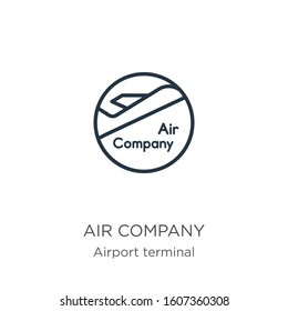 Air company icon. Thin linear air company outline icon isolated on white background from airport terminal collection. Line vector sign, symbol for web and mobile
