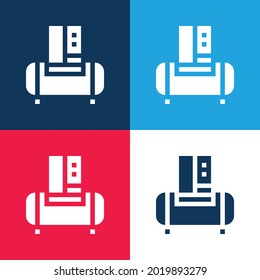 Air Compressor blue and red four color minimal icon set