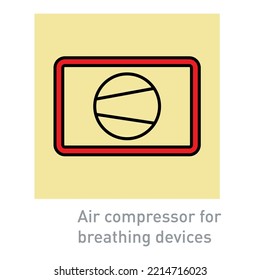 Air compressor for breathing devices - International Fire Control and Safety Signs - Air Compressor devices, Emergency service,  Breathing Apparatus, Equipment.