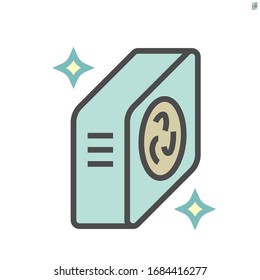 Air compressor or condenser unit vector icon. Technology of air conditioning HVAC system. Clean  and new condition. Good heat ventilation and high efficiency. 64x64 pixel perfect and editable stroke.