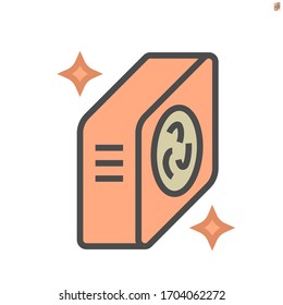 Air compressor or condenser unit vector icon. Technology of air conditioning HVAC system. Clean  and new condition. Good heat ventilation and high efficiency. 64x64 pixel perfect and editable stroke.