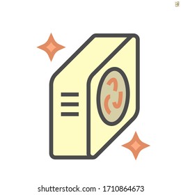 Air compressor or condenser unit vector icon. Technology of air conditioning HVAC system. Clean  and new condition. Good heat ventilation and high efficiency. 64x64 pixel perfect and editable stroke.