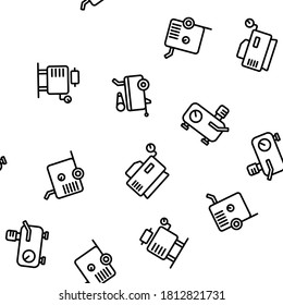 Air Compressor Device Vector Seamless Pattern Thin Line Illustration