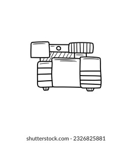 Air compressor. Doodle Hand drawn vector illustration