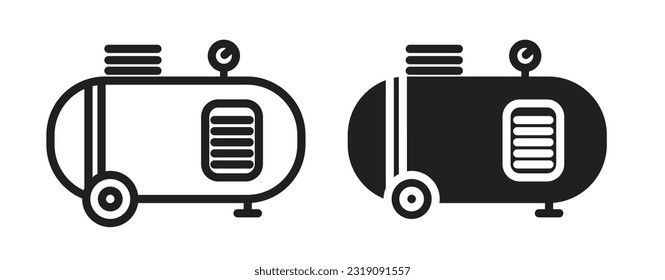 Icono del compresor de aire. Icono del vector de aire de presión comprimido del gas de CA del automóvil.
