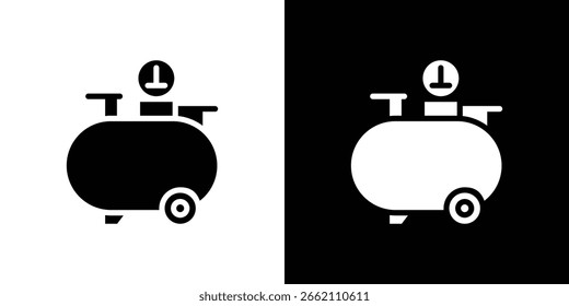 Luftkompressor-Symbol in flachem schwarzem Vollvektor-Set
