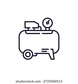 Icono del compresor de aire, diseño de línea en blanco
