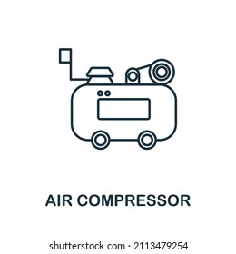Icono del compresor de aire. Elemento de línea de la recogida de máquinas. Señal de icono del Compresor de aire lineal para diseño web, infografías y más.
