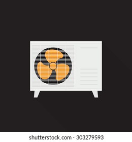 Air compressor icon with long shadow, flat style - Vector