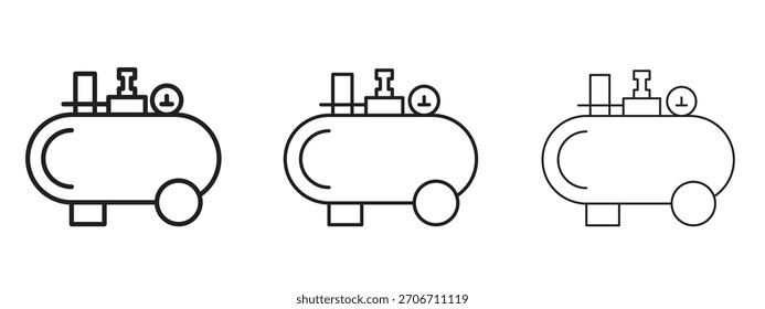 Icono del compresor de aire con el estilo del contorno, diseños de la Ilustración vectorial