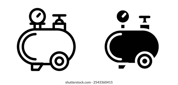 Colección del icono del compresor de aire sobre fondo blanco.