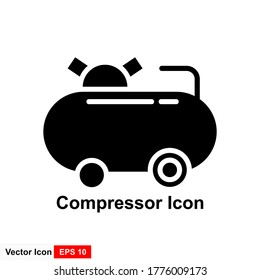 Icono aislado del compresor de aire. ilustración de elemento simple de iconos de concepto de construcción. diseño del símbolo del logotipo editable del compresor de aire sobre fondo blanco. se puede usar para web y móvil