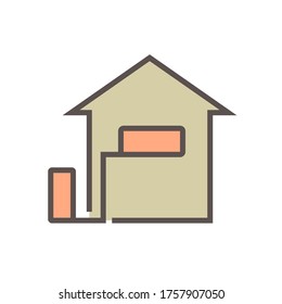 Air compressor outside home vector icon design, editable stroke.