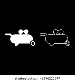 Compresor de aire icono conjunto neumático color blanco ilustración vectorial de imagen contorno de relleno sólido línea delgado estilo plano
