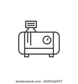 Air Compressor and Portable Pump Icons. Electric Compressed Air Equipment Symbols.