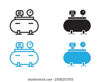 Icono de bomba de compresor de aire signo de contorno de Vector en blanco y negro
