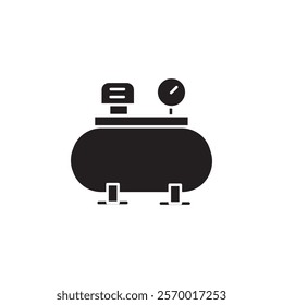 Air compressor pump icon black and white vector outline sign