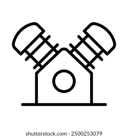 Air compressor pump icon linear logo mark in black and white