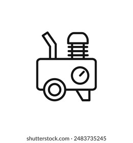 Air compressor pump icon outline collection in black